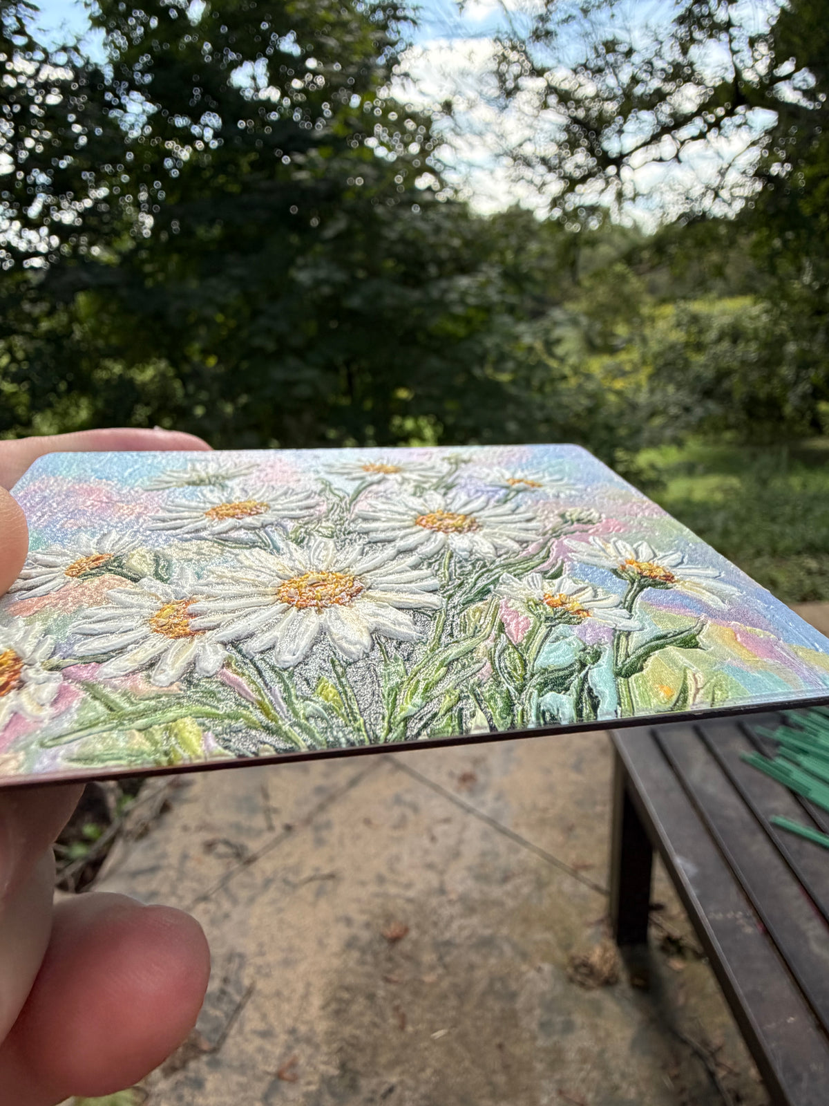 White Daisies Fridge Magnet | Lasered Moon