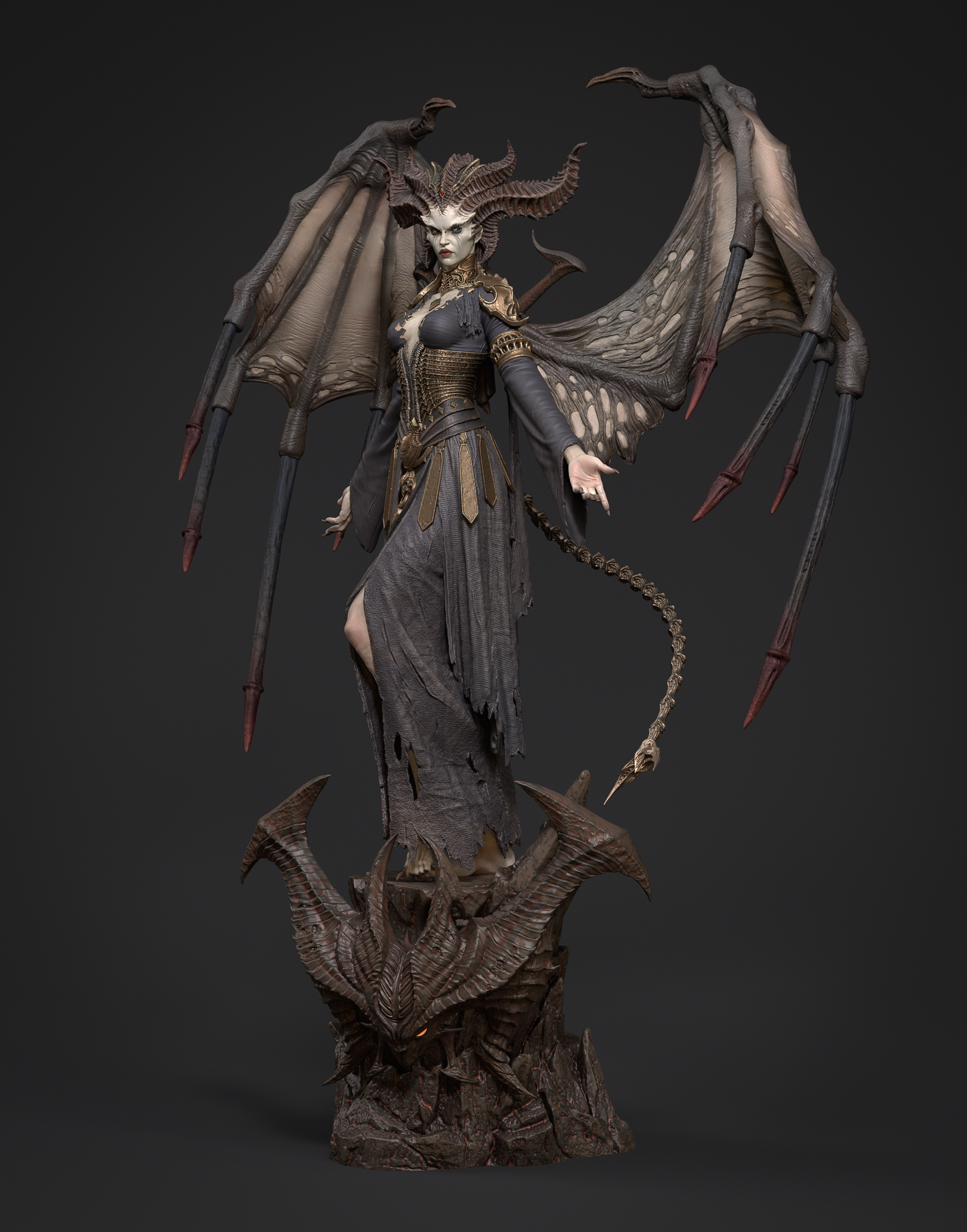 Lilith 3D printed resin statue inspired by Diablo.
