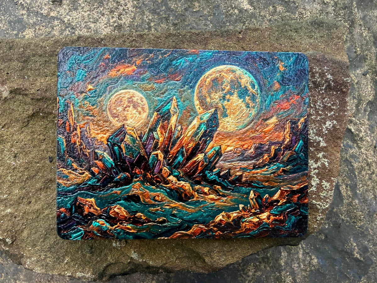 Crystal Alien Landscape Fridge Magnet | Lasered Moon