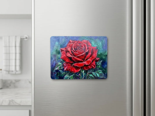 Red Rose Fridge Magnet | Lasered Moon