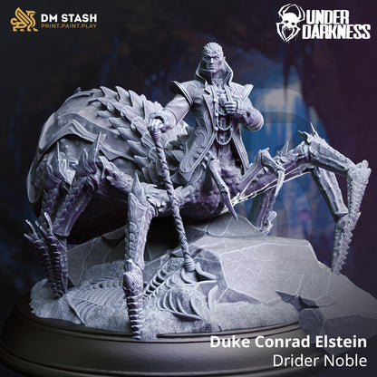 Model of a nobleman with a creature, featuring 'DM Stash' and 'Under Daughniss' logos.