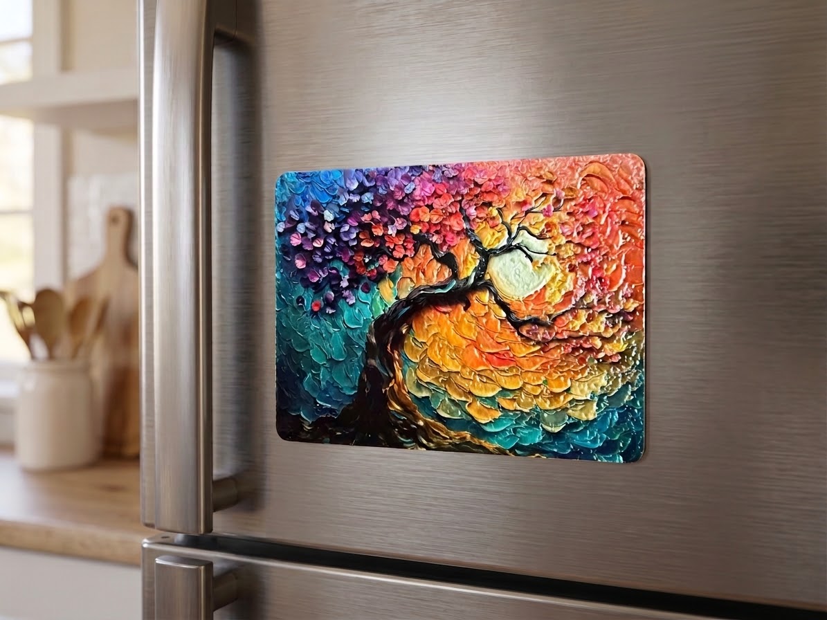 Tree of Life Fridge Magnet | Textured Impasto Art | Lasered Moon