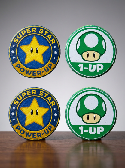 Retro Power-Up Slate Coaster Set