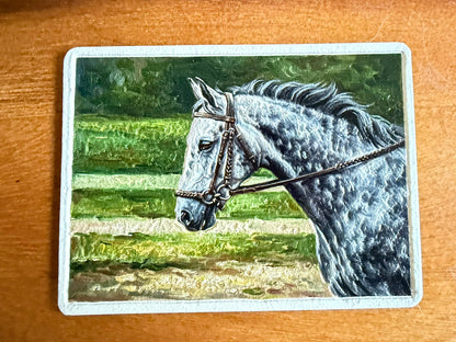Dapple Gray Horse Fridge Magnet | Textured Oil Painting Style | Lasered Moon