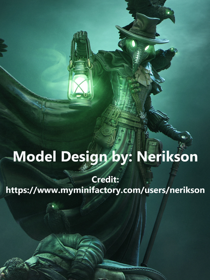 Plague Doctor Lantern Bearer dark fantasy 3D printed resin statue