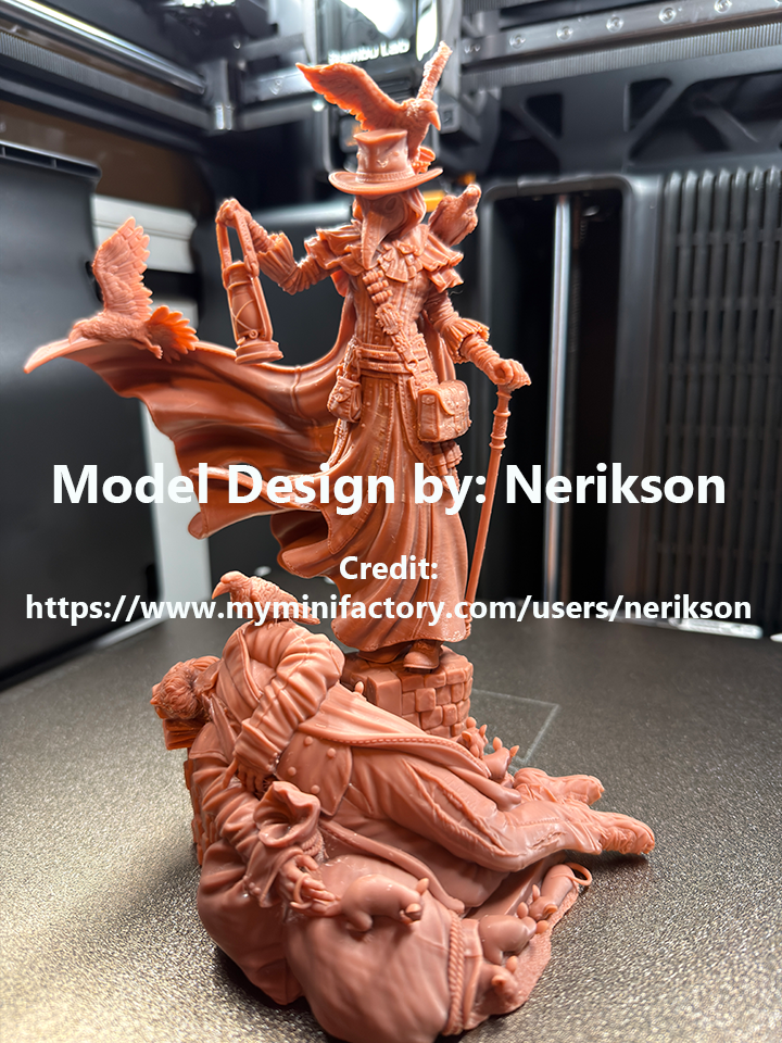 Plague Doctor Lantern Bearer dark fantasy 3D printed resin statue
