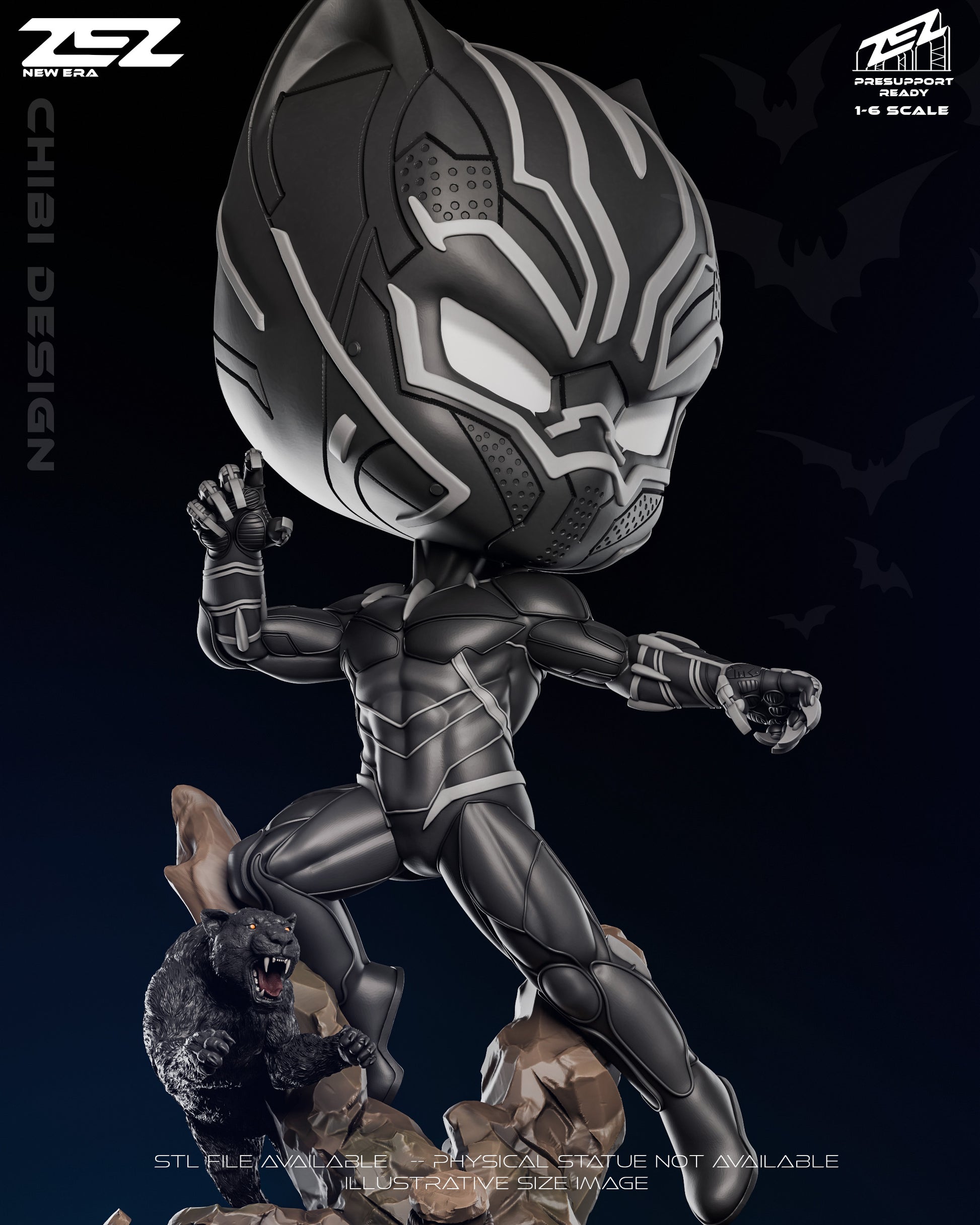 Chibi-style Black Panther fan art design