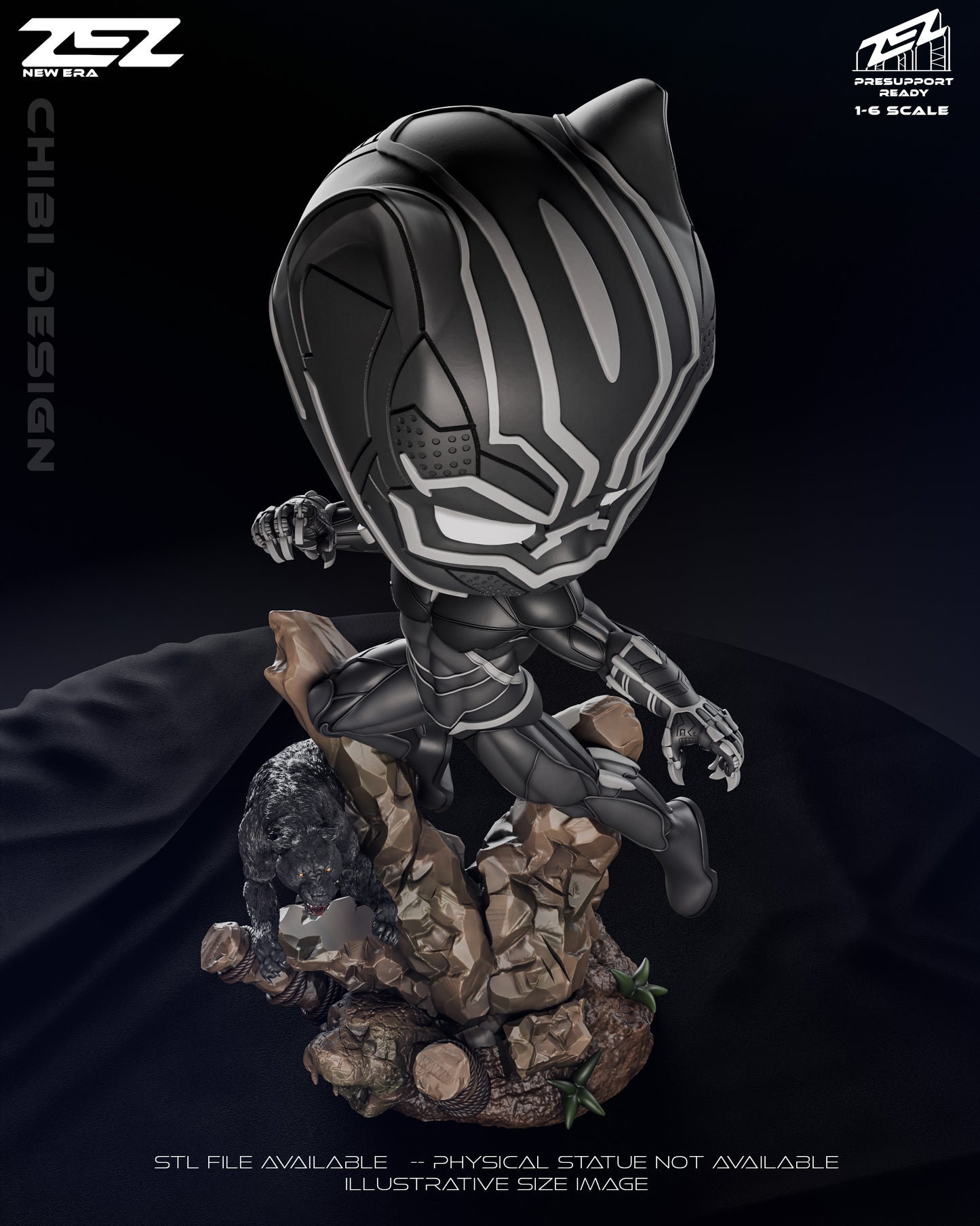 Chibi-style Black Panther fan art design