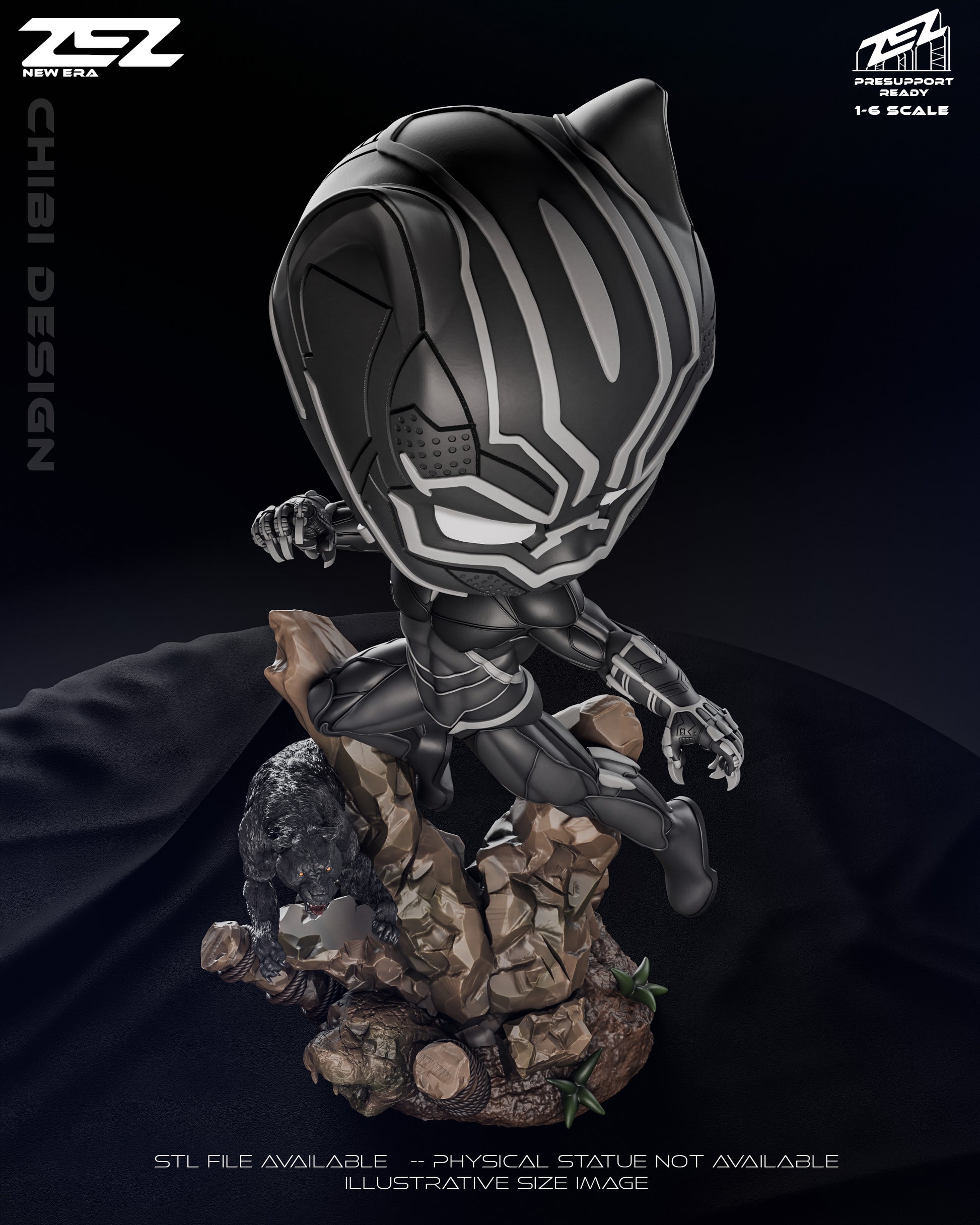 Chibi-style Black Panther fan art design