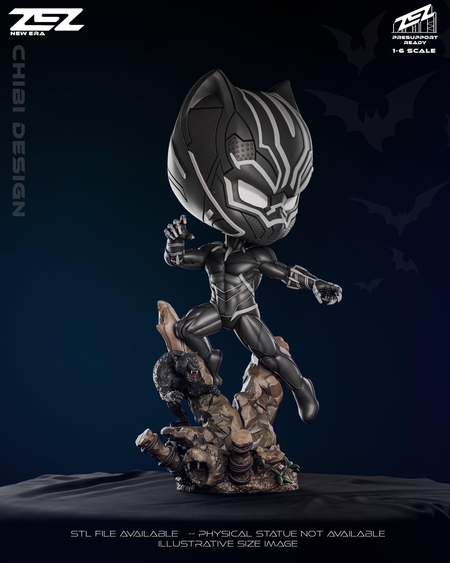 Chibi-style Black Panther fan art design