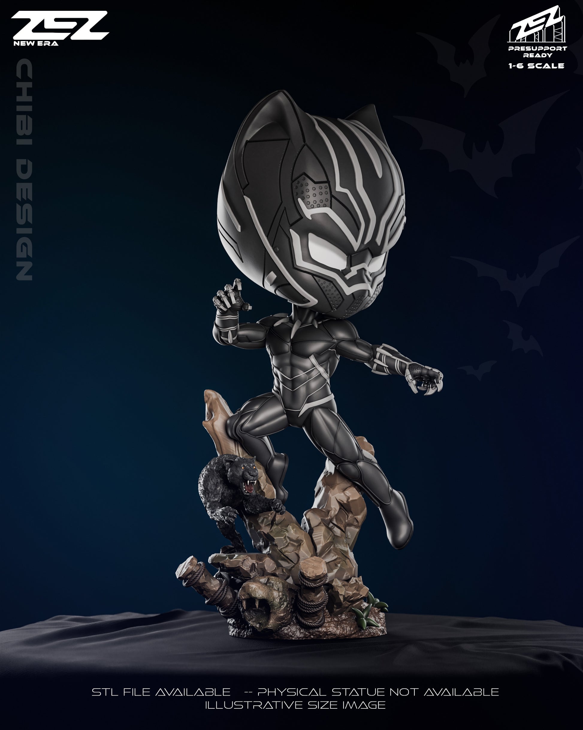 Chibi-style Black Panther fan art design