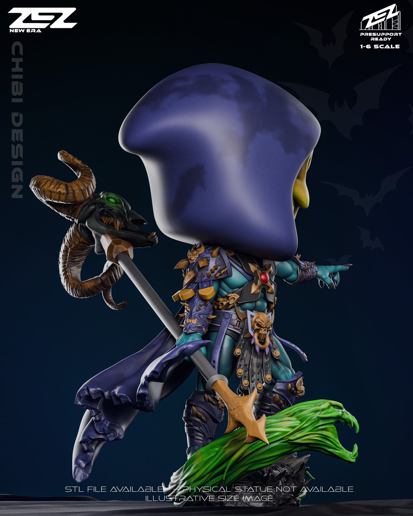 Stylized Chibi Skeletor fan art design