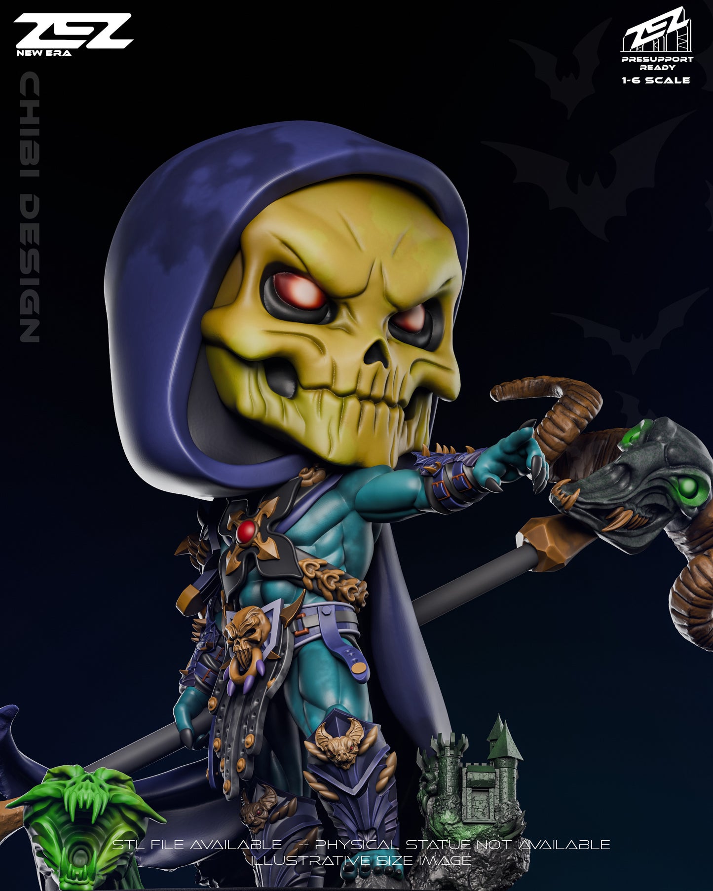 Stylized Chibi Skeletor fan art design