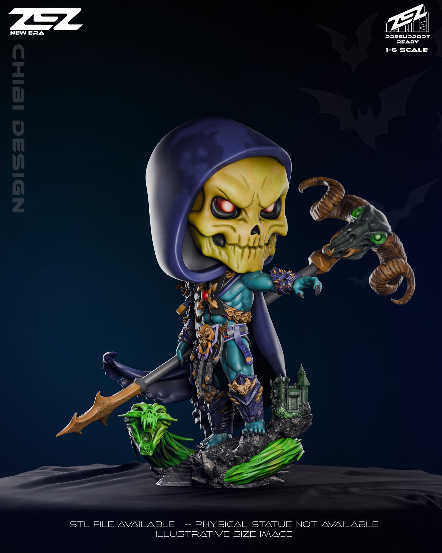 Stylized Chibi Skeletor fan art design