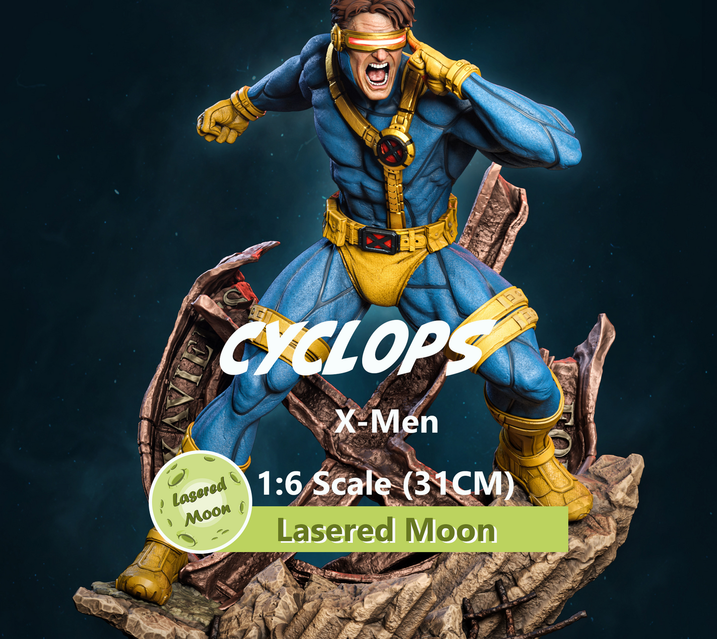 Cyclops X-Men inspired 3D printed resin statue