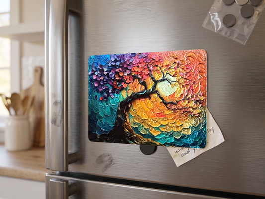 Tree of Life Fridge Magnet | Textured Impasto Art | Lasered Moon