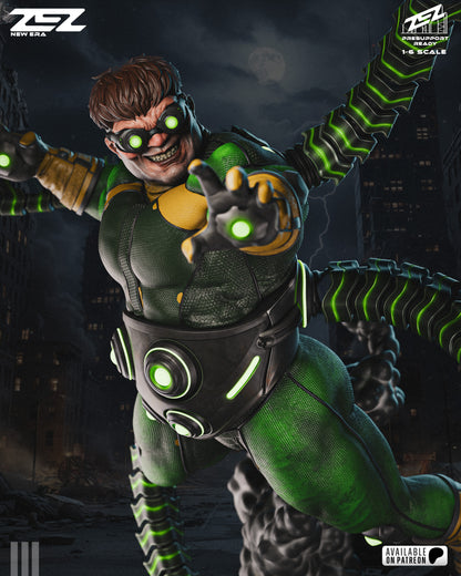 Doctor Octopus 3D printed resin statue with mechanical arms