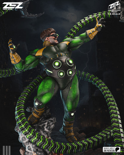 Doctor Octopus 3D printed resin statue with mechanical arms