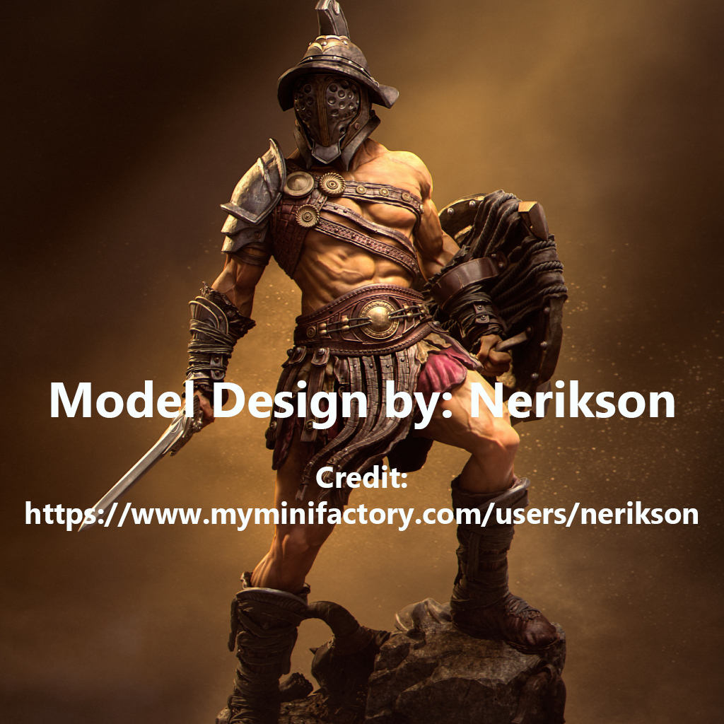 Gladiator warrior swordsman dark fantasy 3D printed resin statue