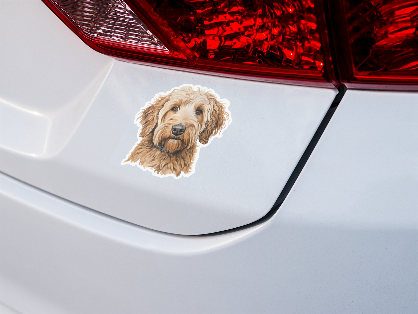 Golden doodle dog vinyl die cut sticker