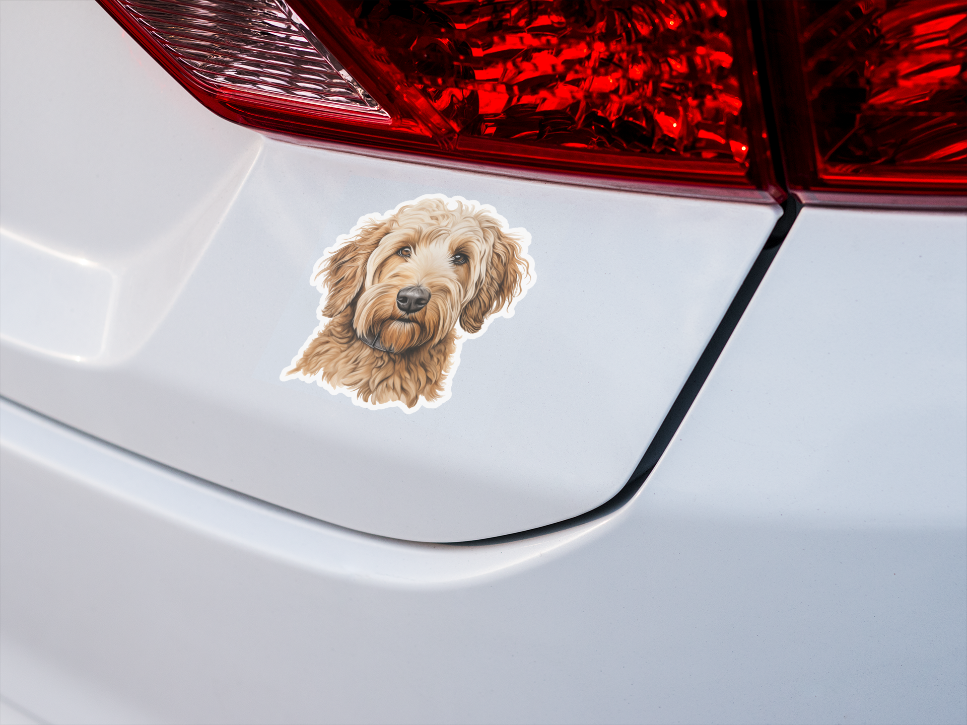 Golden doodle dog vinyl die cut sticker