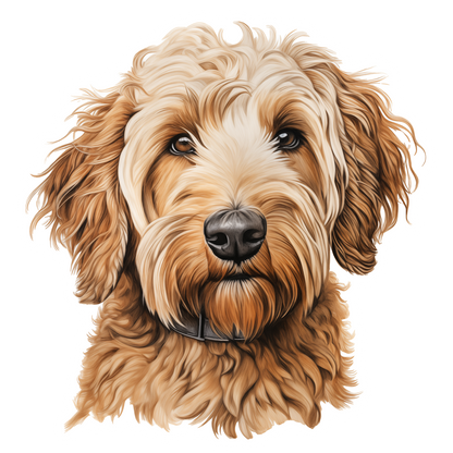 Golden doodle dog vinyl die cut sticker