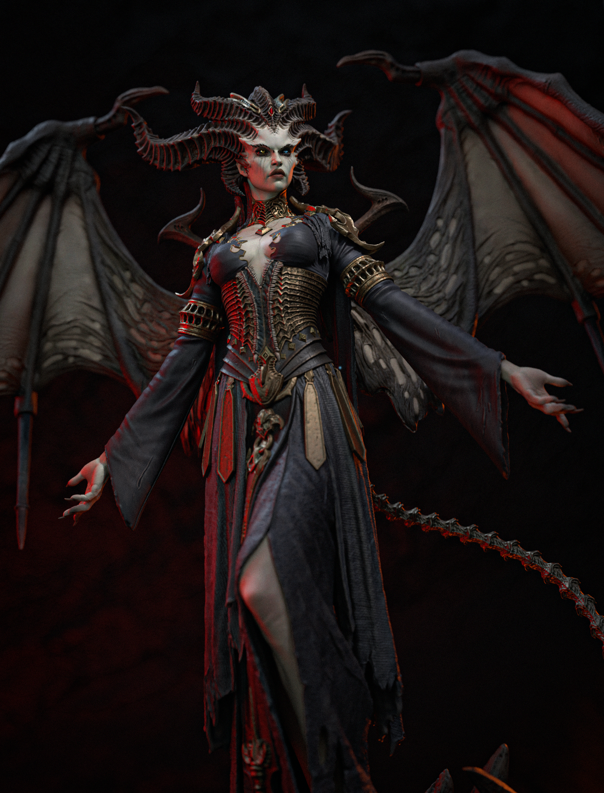 Lilith 3D printed resin statue inspired by Diablo.