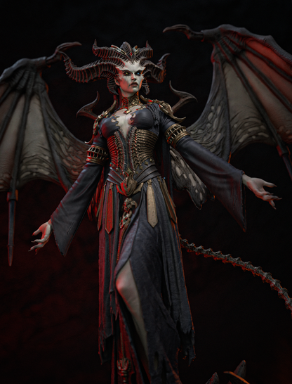 Lilith 3D printed resin statue inspired by Diablo.