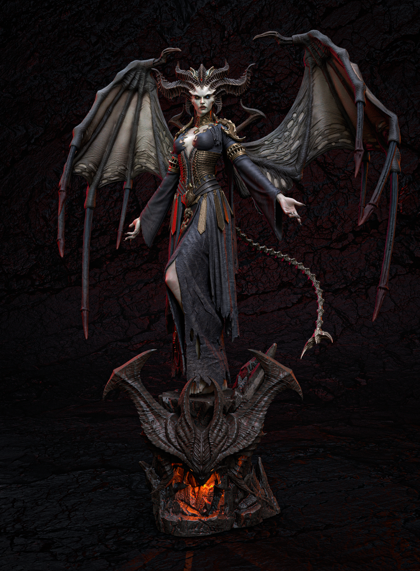 Lilith 3D printed resin statue inspired by Diablo.