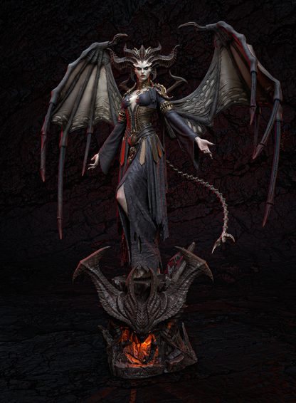Lilith 3D printed resin statue inspired by Diablo.
