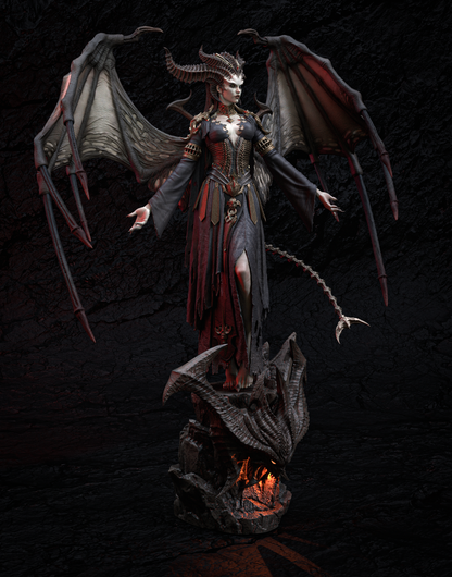 Lilith 3D printed resin statue inspired by Diablo.