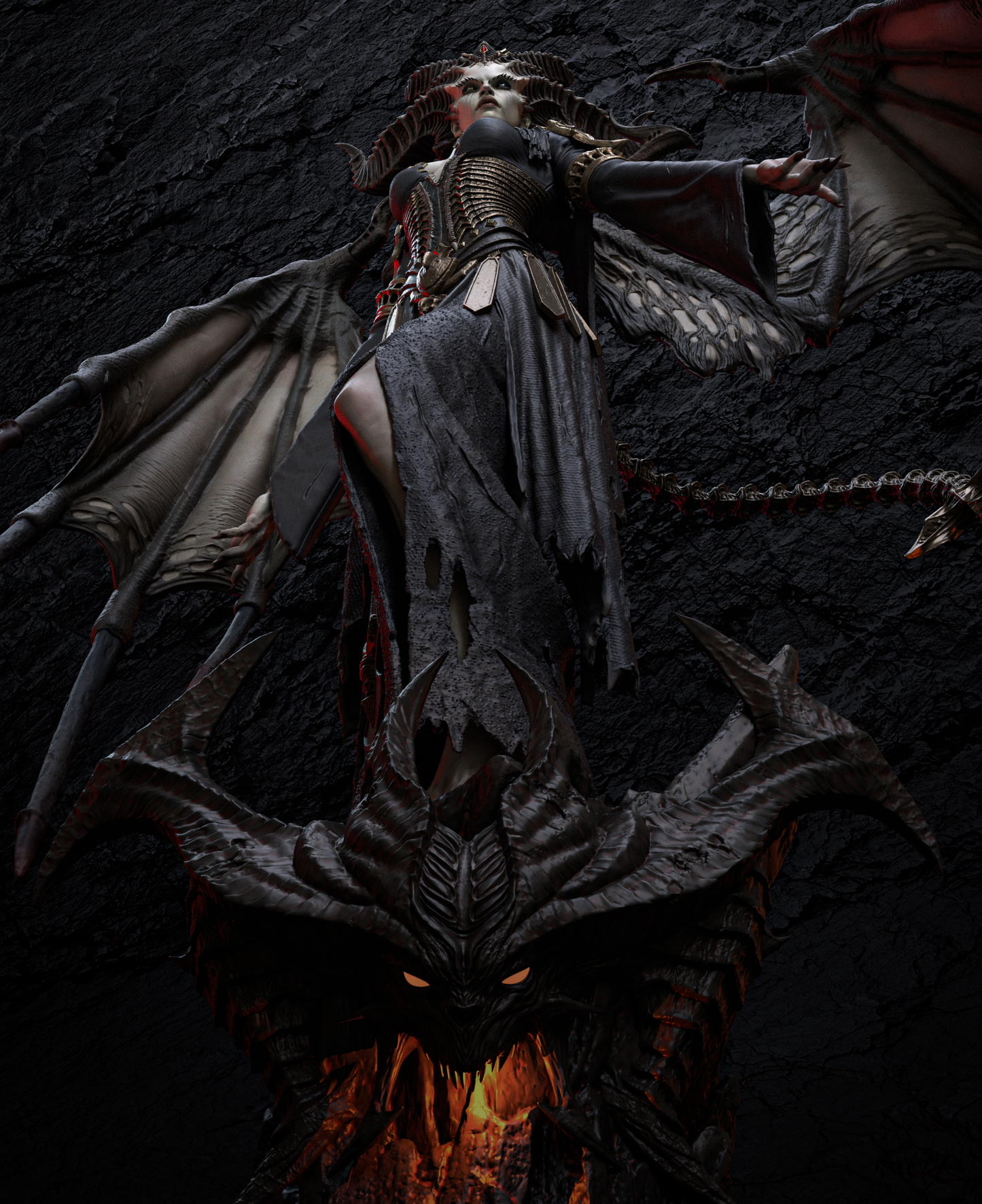 Lilith 3D printed resin statue inspired by Diablo.