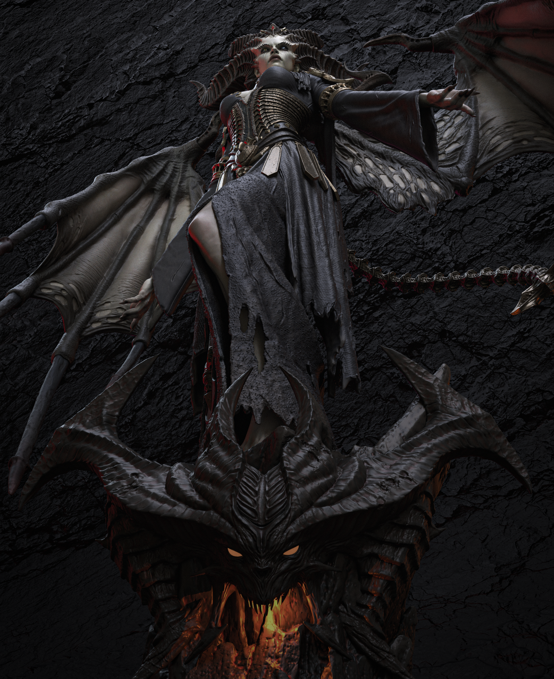 Lilith 3D printed resin statue inspired by Diablo.