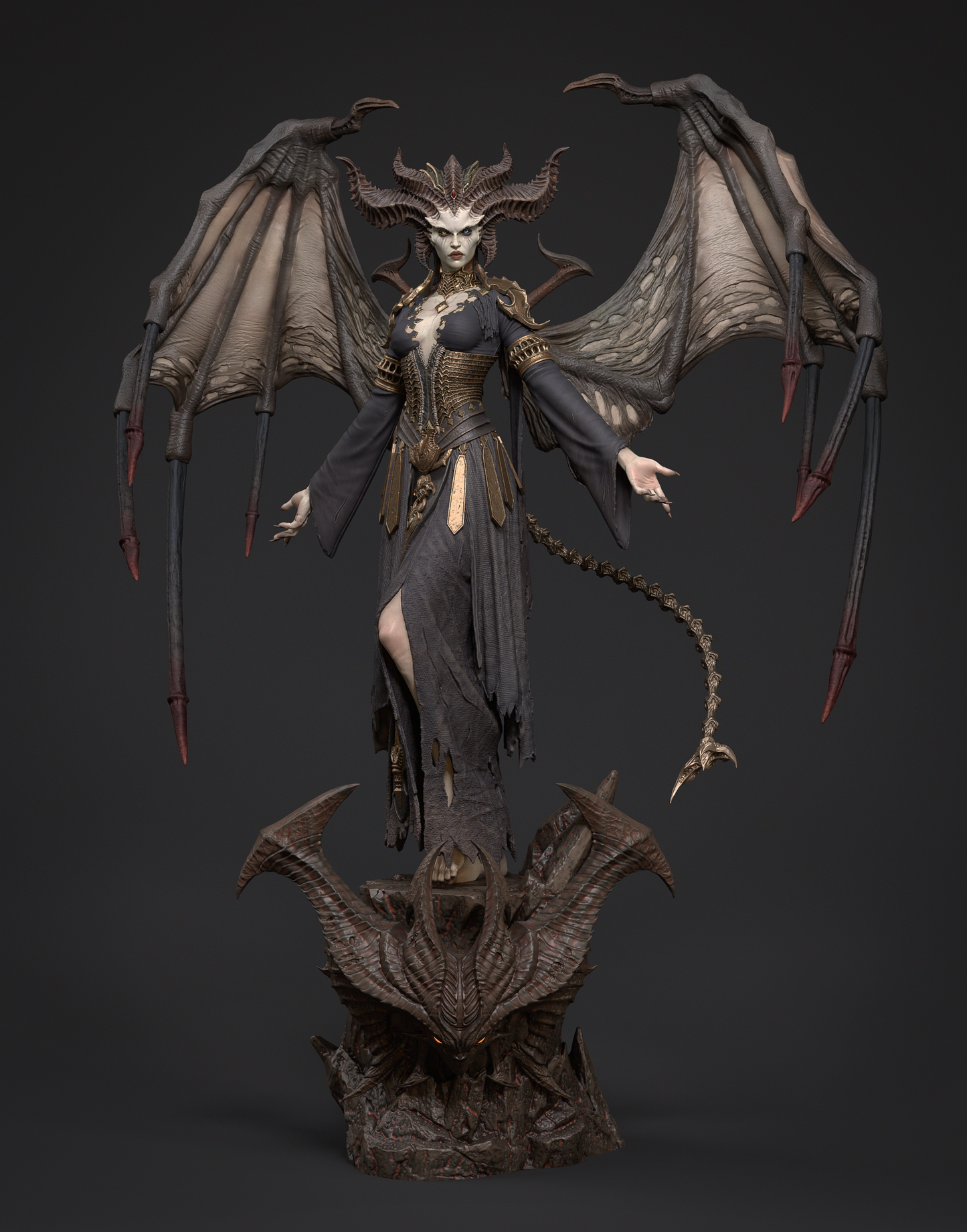 Lilith 3D printed resin statue inspired by Diablo.