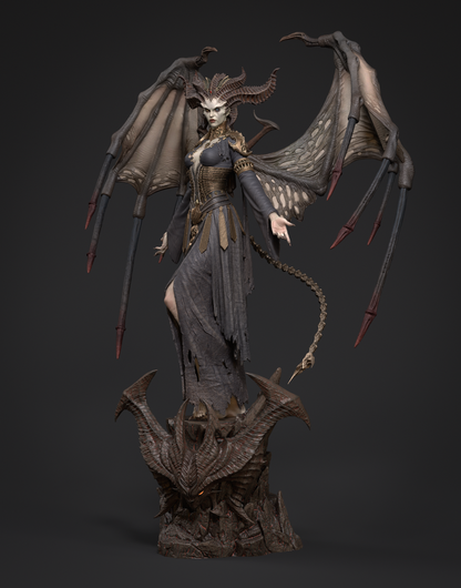 Lilith 3D printed resin statue inspired by Diablo.