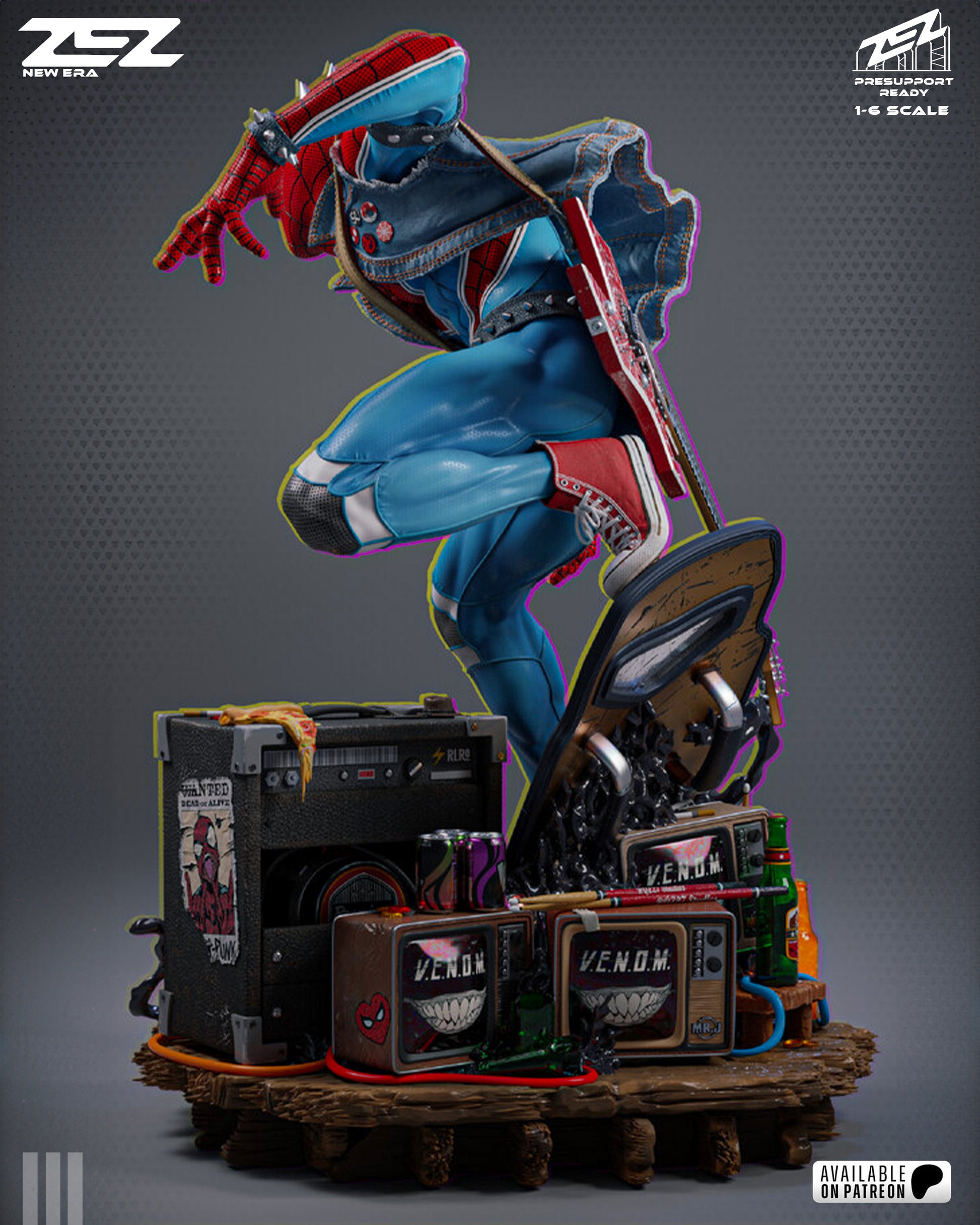Spider-Punk Marvel inspired 3D printed resin statue
