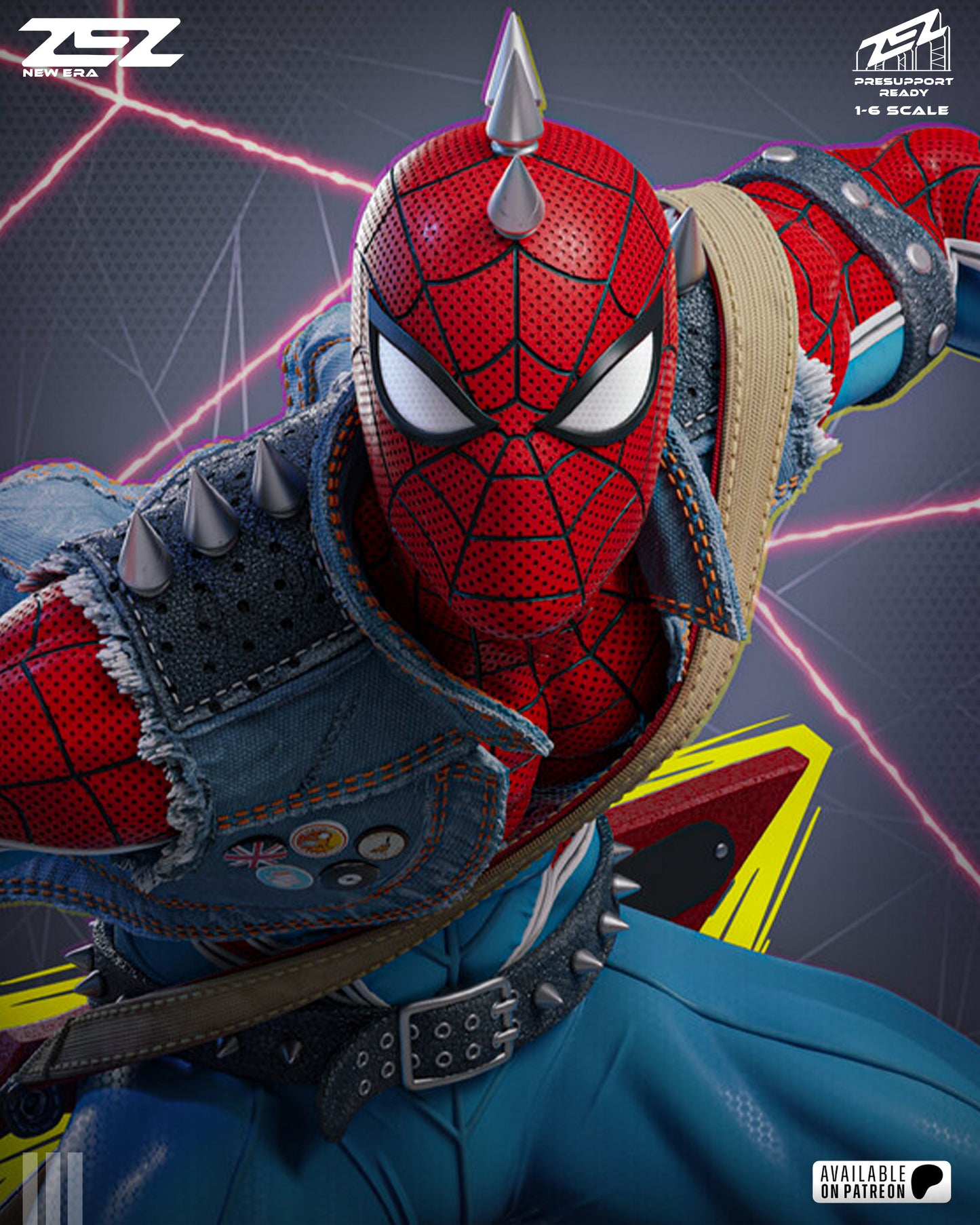 Spider-Punk Marvel inspired 3D printed resin statue