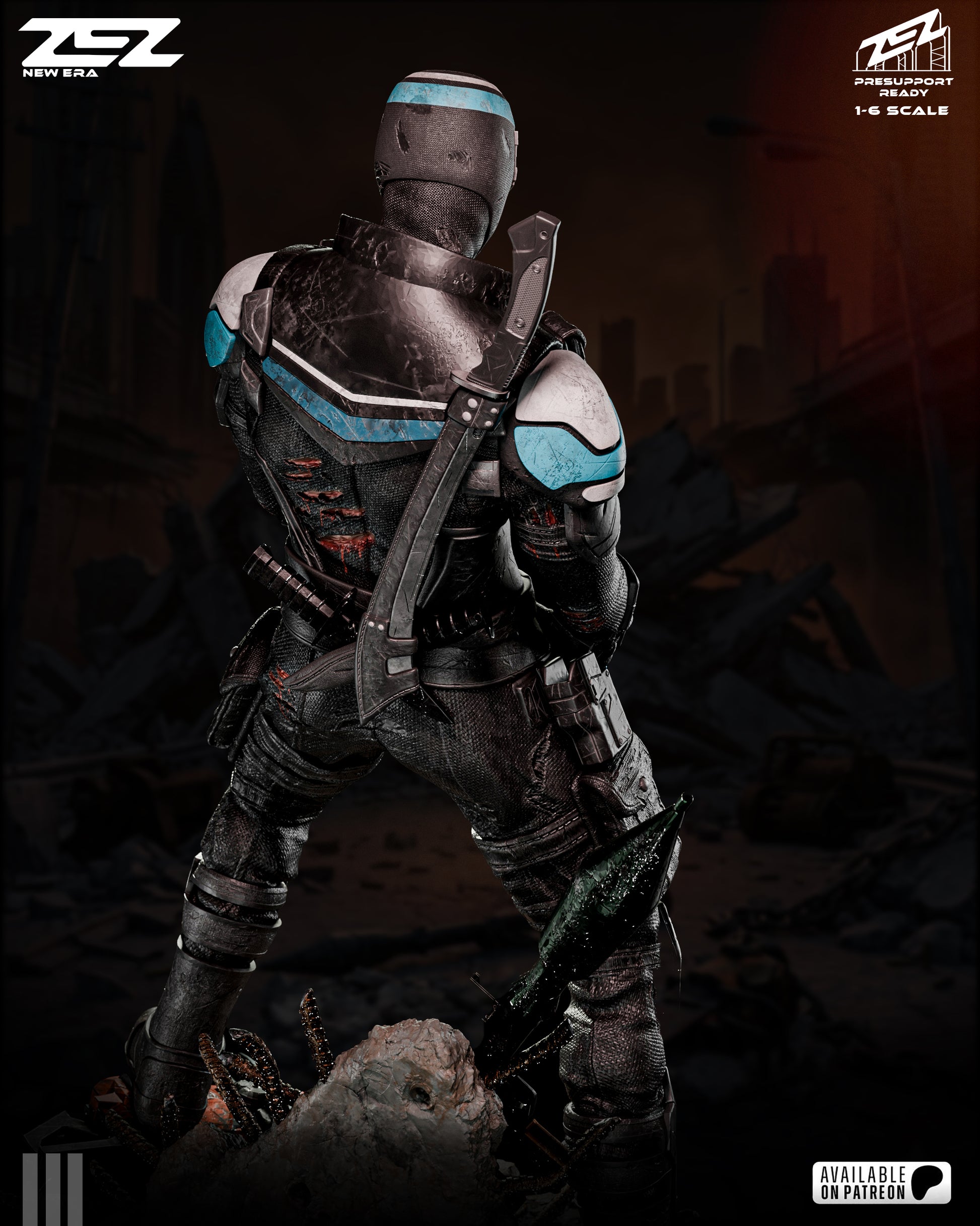 Action figure in tactical gear on a dark background
