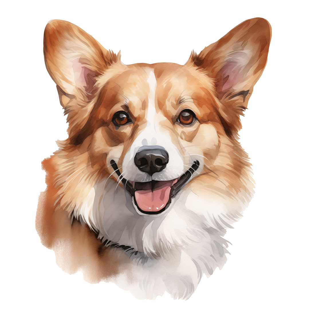 A vinyl sticker of a Welsh Corgi dog with a smiling face, depicted in a colorful, stylized illustration.